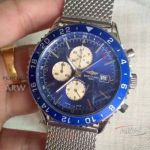 Perfect Replica Breitling Chronoliner Stainless Steel Blue Bezel Watch 